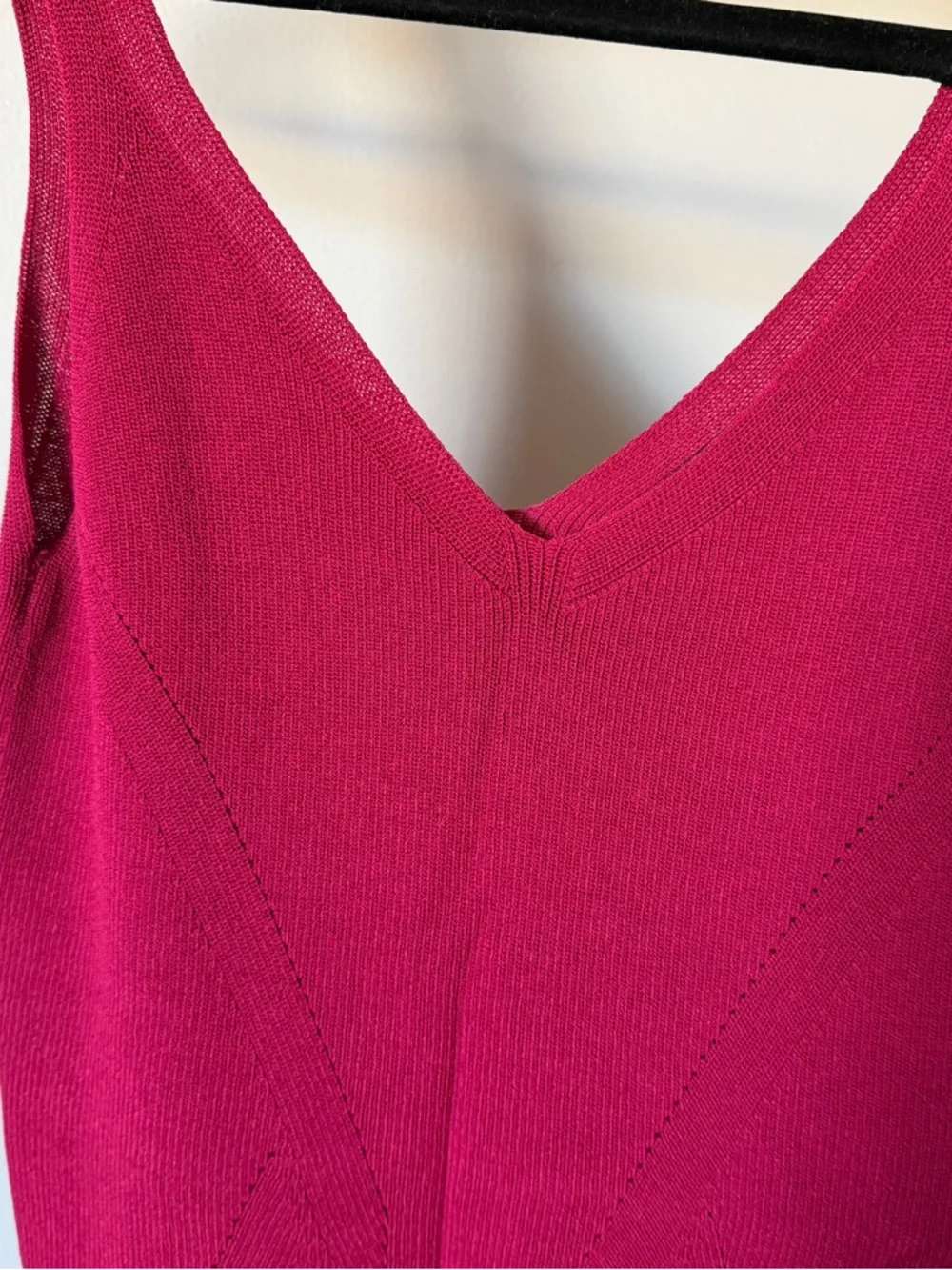 Mango V-Neck Knit Tank Top - Raspberry - Picture 5 of 5